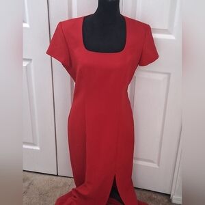 Vintage Positive Attitude NWOT Cherry Red Long Dress With Front Slit   Size 12